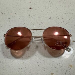 Zara Rose Gold Tinted Round Frame Sunglasses